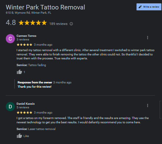 Tattoo Removal Reviews